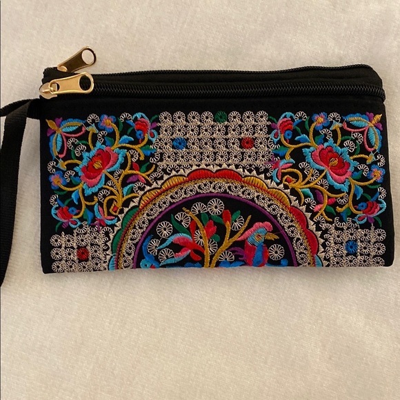 Embroidered Multicolored Wristlet - Picture 1 of 9